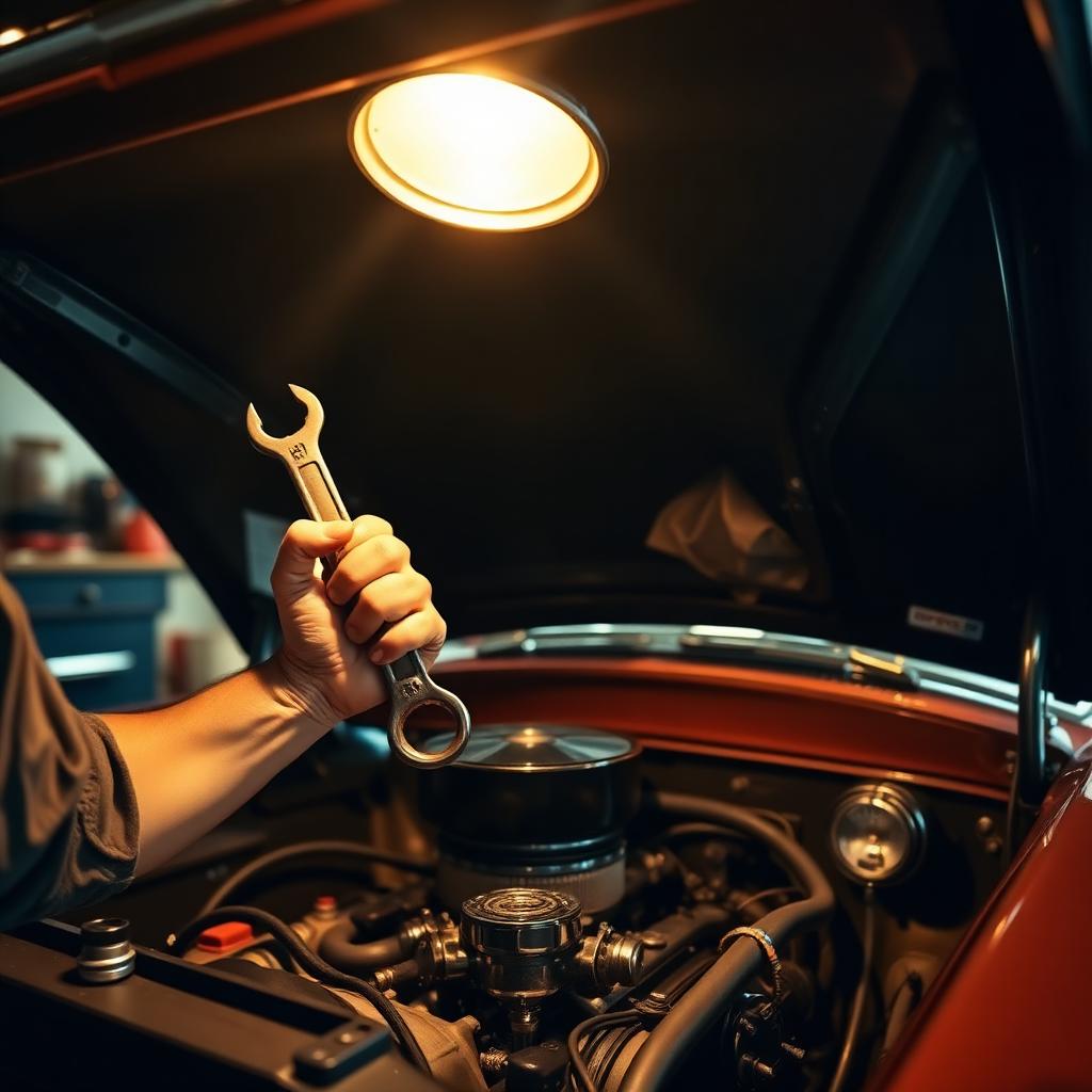 Mechanic working on a car engine